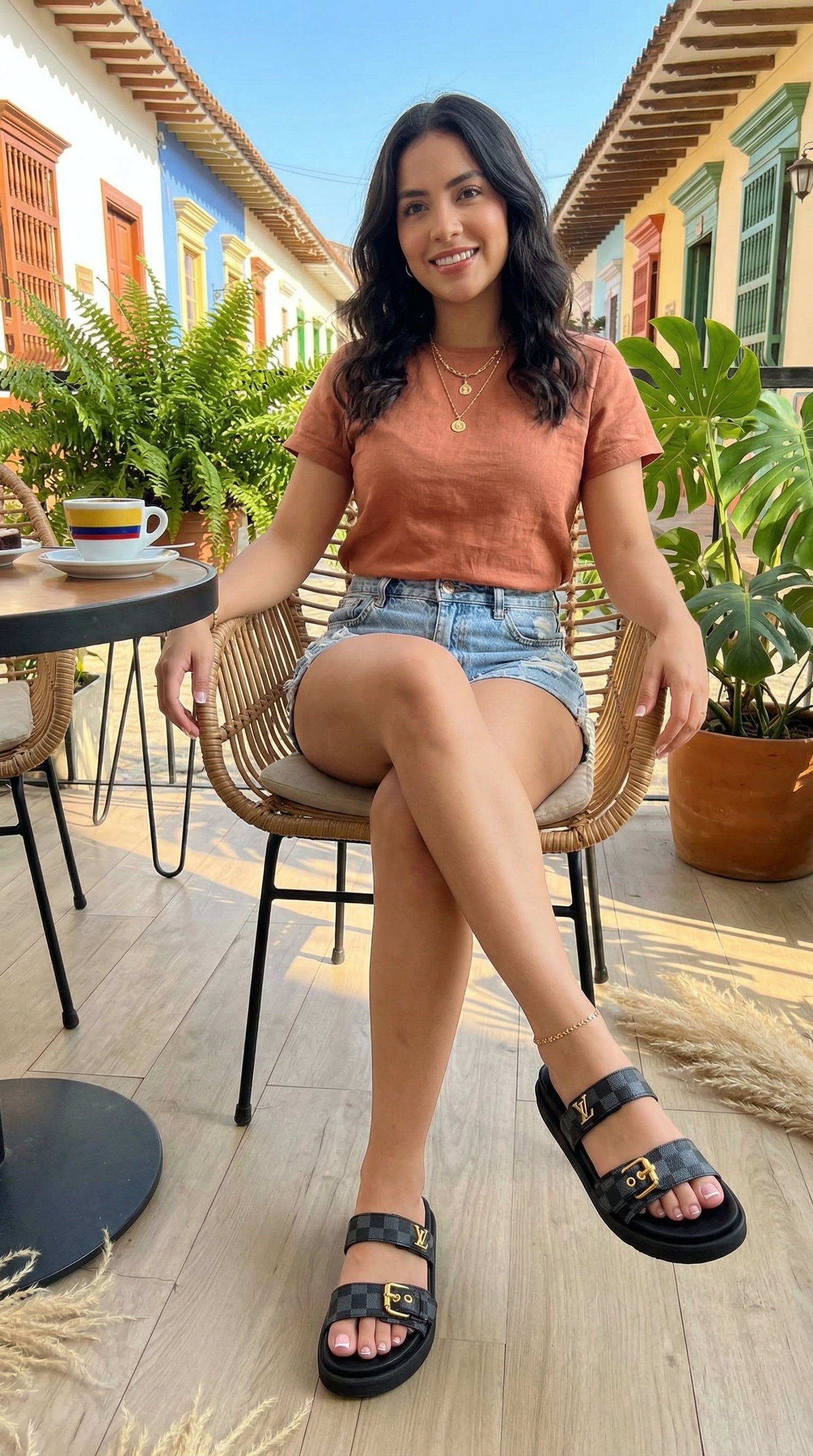 Sandalia KAROL Doble Correa Cuadros – Calzado Femenino de Lujo