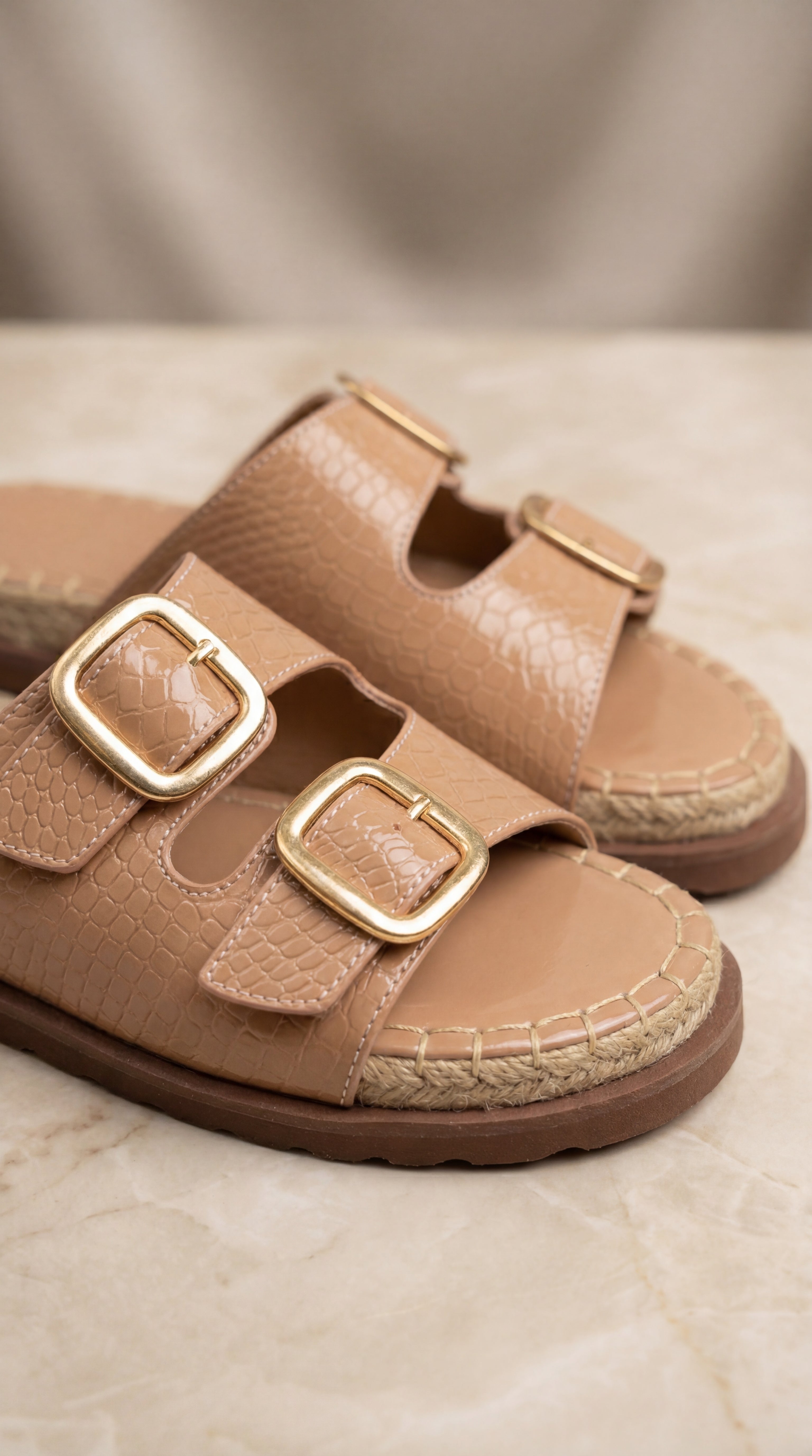Sandalia VALERY Croco Doble Hebilla Espartina – Calzado Femenino Plataforma