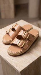 Sandalia VALERY Croco Doble Hebilla Espartina – Calzado Femenino Plataforma