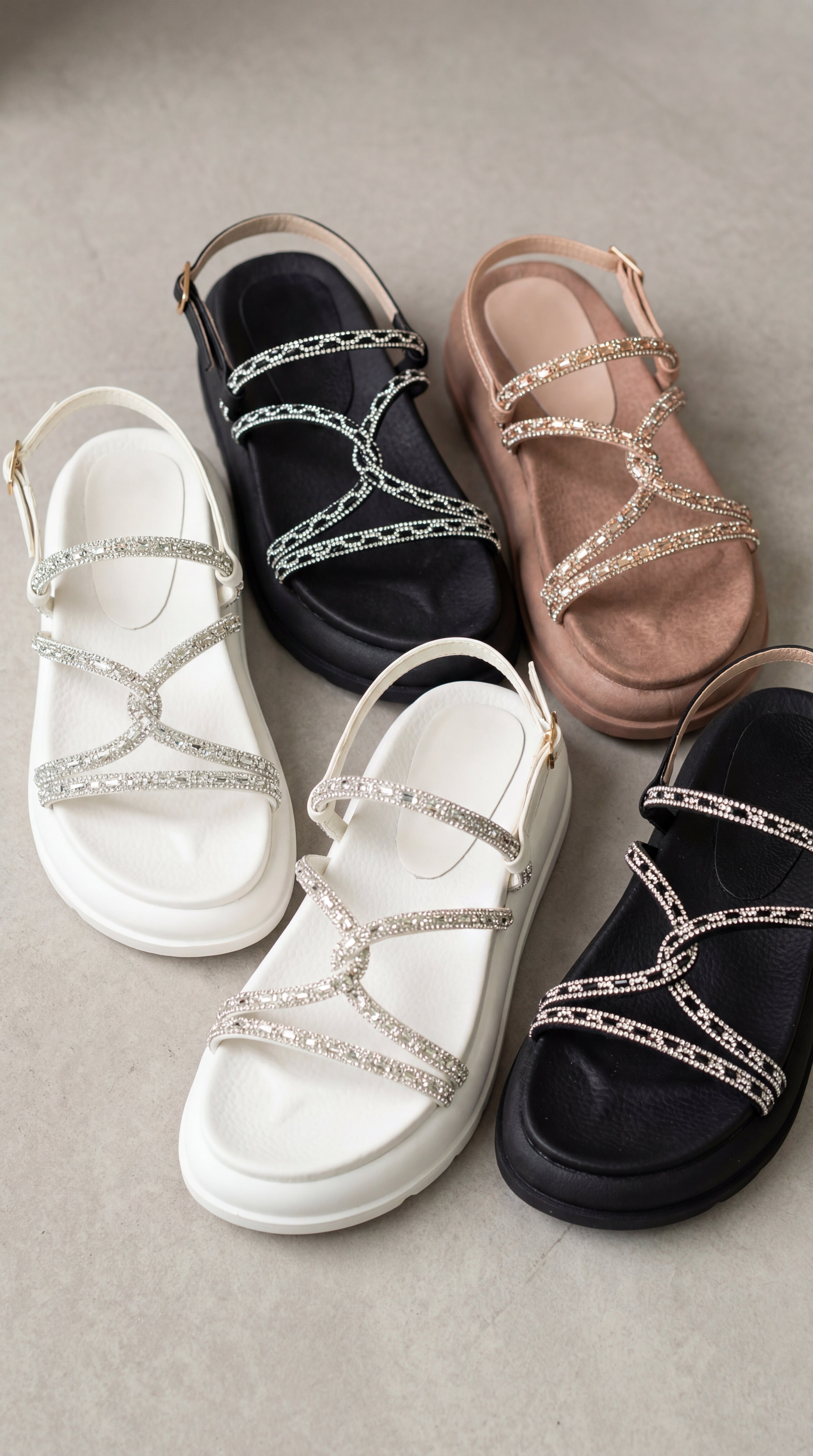 Sandalia LILI Strass Brillantes – Calzado Femenino Plataforma con Piedras