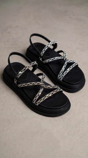 Sandalia LILI Strass Brillantes – Calzado Femenino Plataforma con Piedras