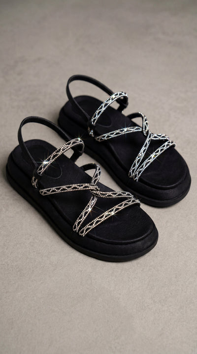 Sandalia LILI Strass Brillantes – Calzado Femenino Plataforma con Piedras