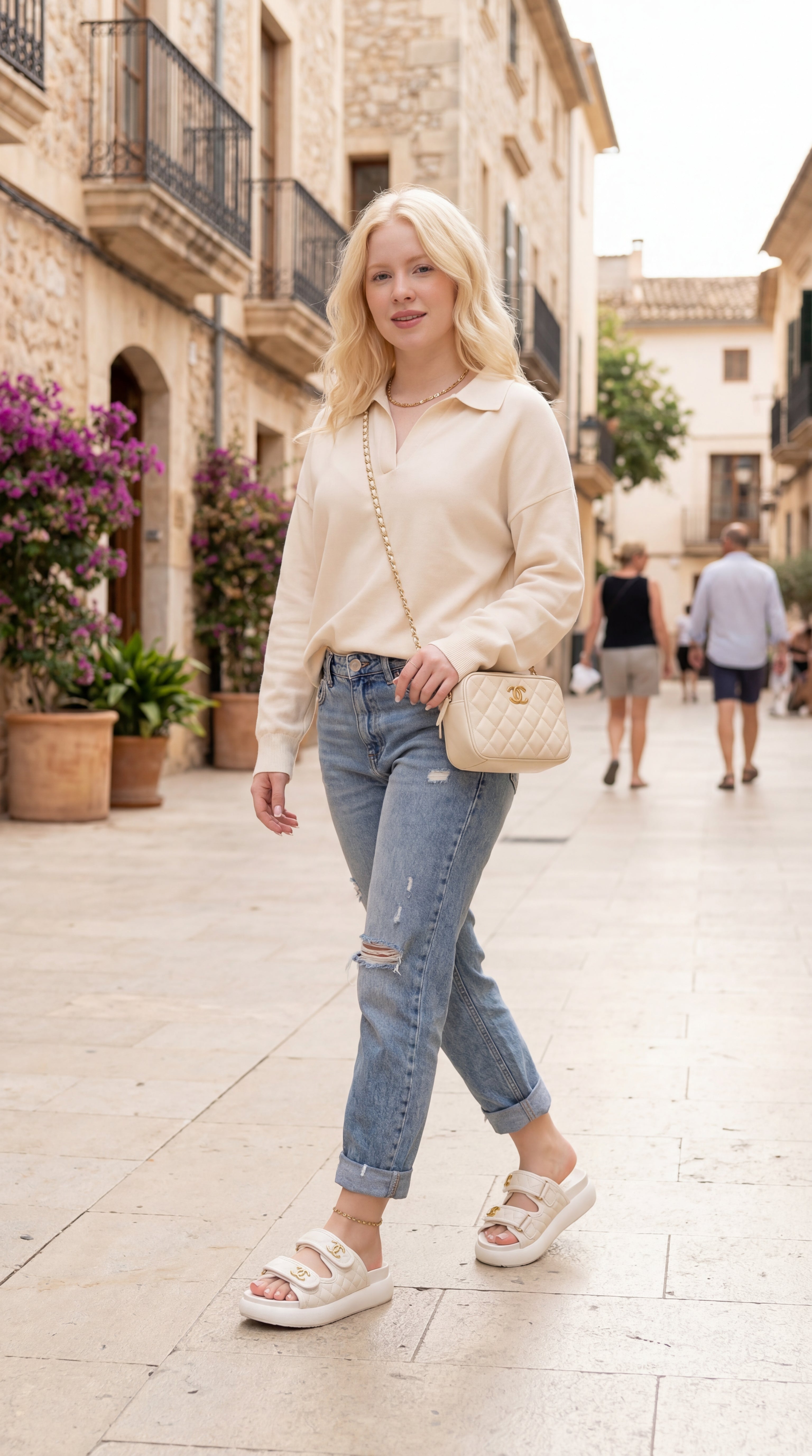 Sandalia CHANELL Acolchada Doble Correa Logo Dorado – Calzado Femenino Plataforma
