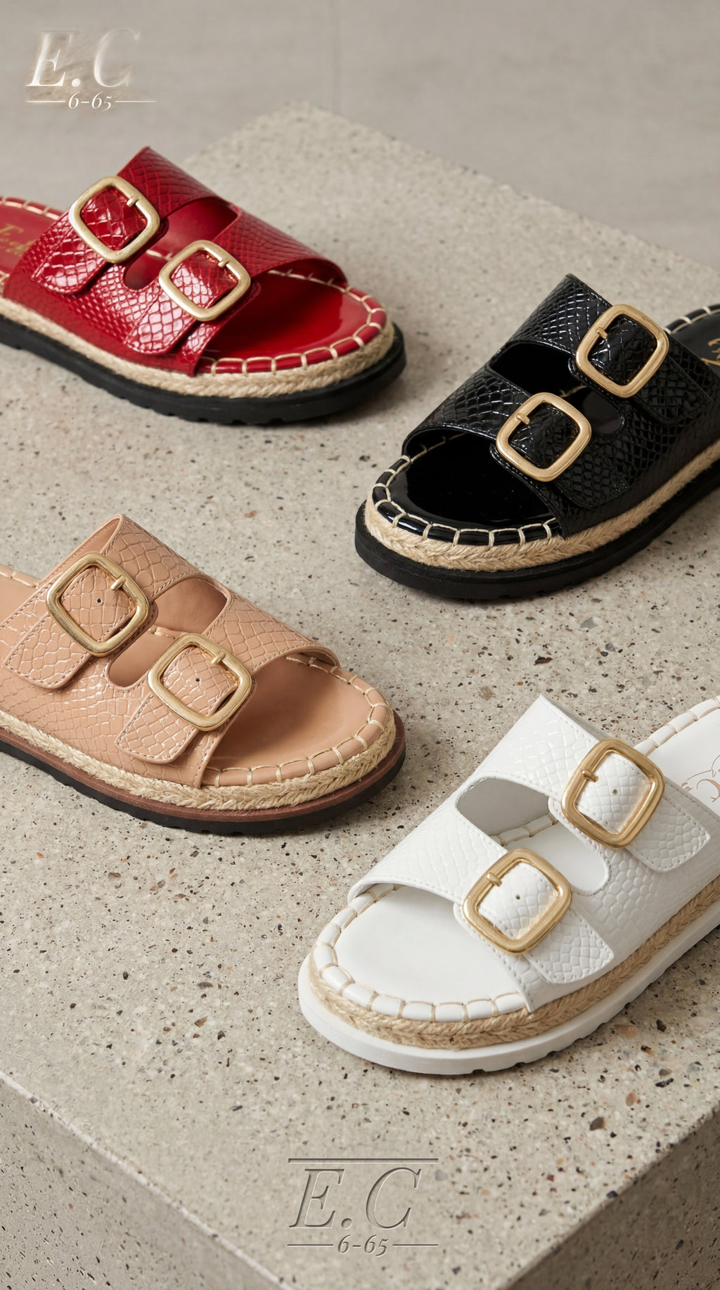 Sandalia VALERY Croco Doble Hebilla Espartina – Calzado Femenino Plataforma